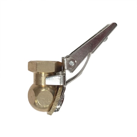 Interstate Pneumatics 1/4 Inch FPT Angle Ball Foot Brass Chuck with Clip & Shut-off Valve T03